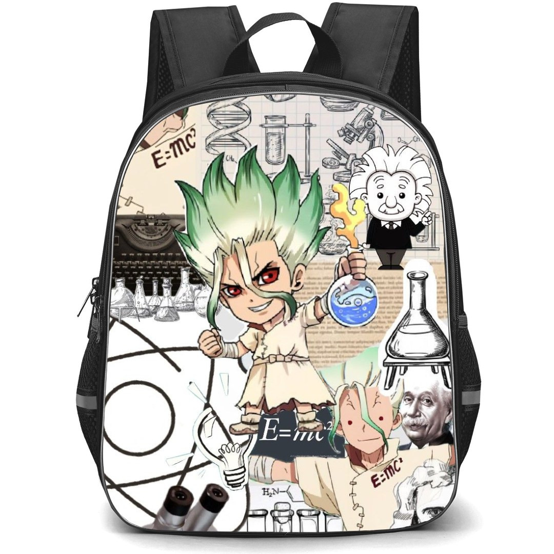 Dr. Stone Ishigami Senku Backpack StudentPack - Ishigami Senku Chibi Character Collage Poster
