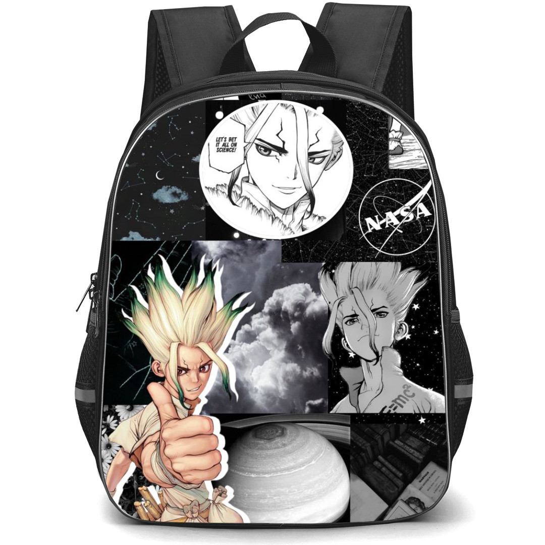 Dr. Stone Ishigami Senku Backpack StudentPack - Ishigami Senku Grayscale Collage Poster
