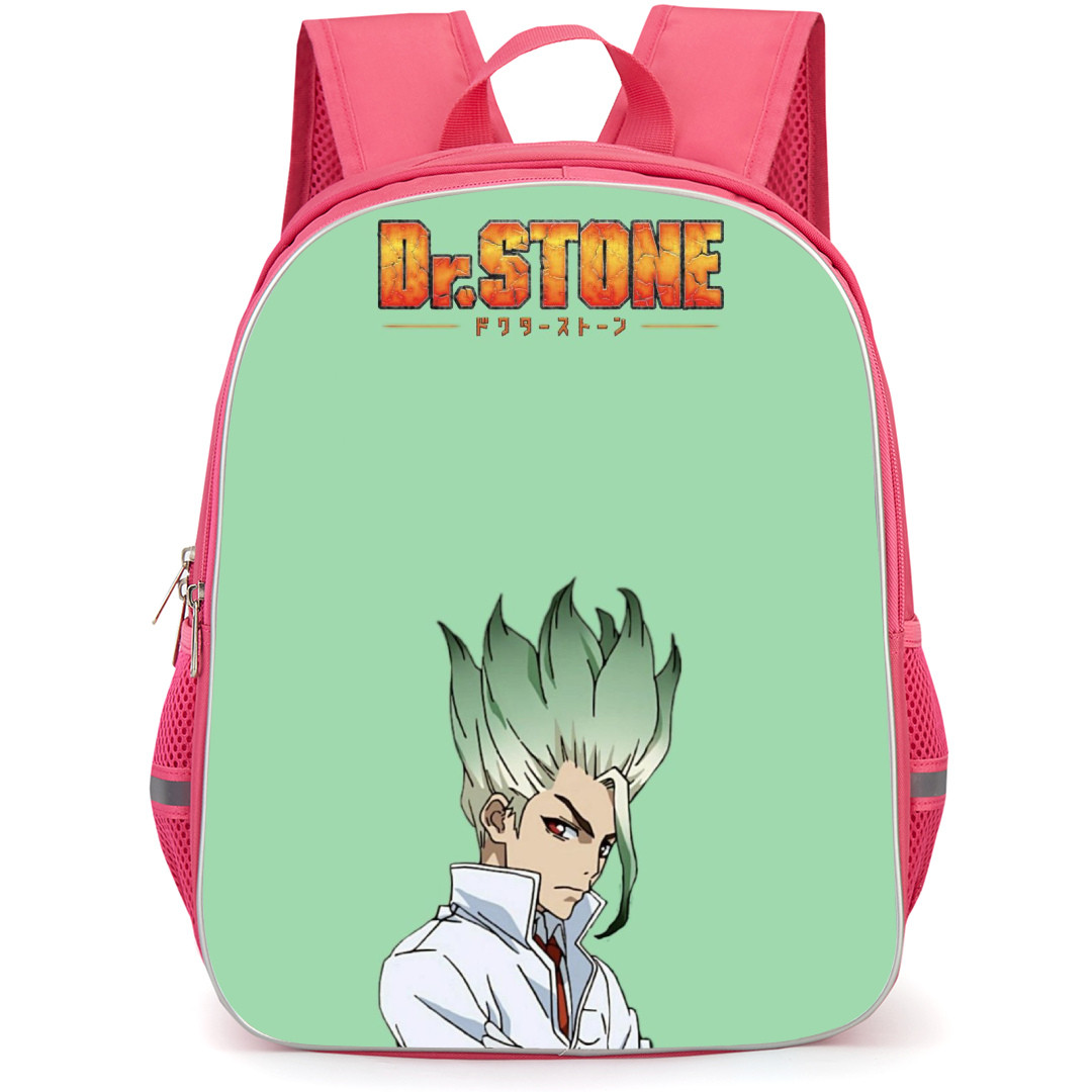Dr. Stone Ishigami Senku Backpack StudentPack - Ishigami Senku Portrait Illustration On Green Background