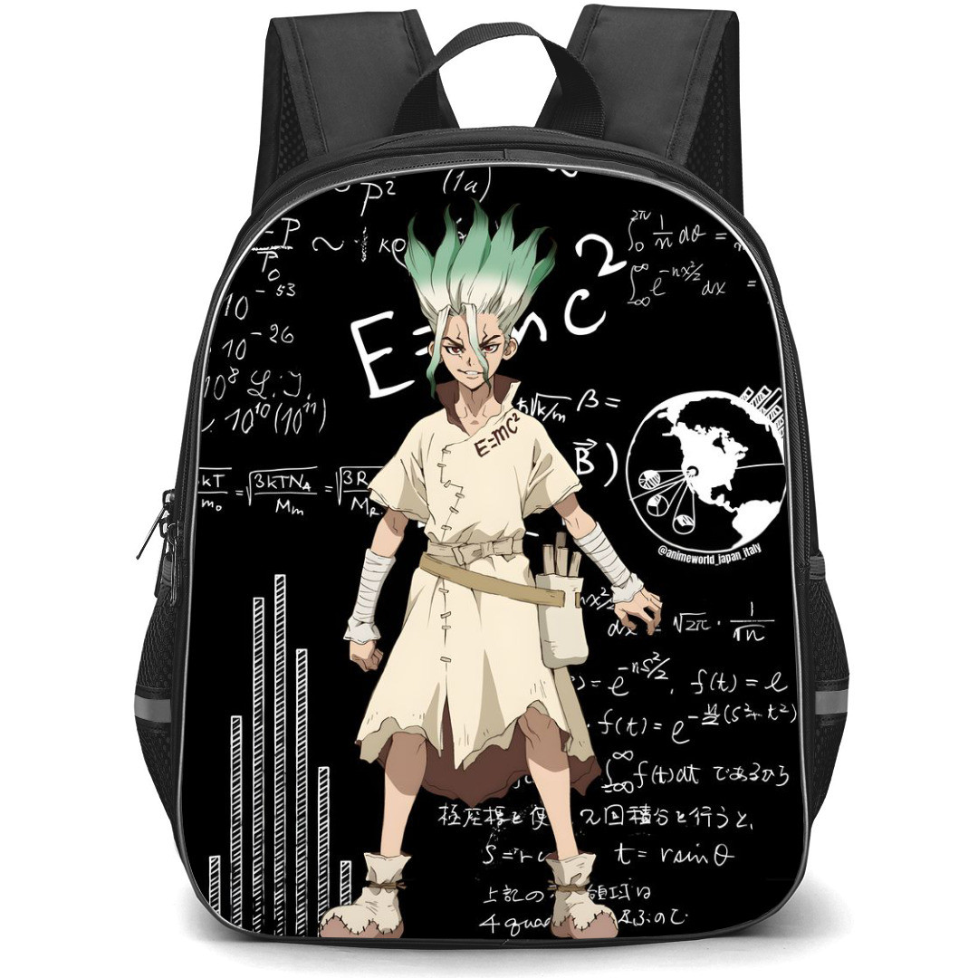 Dr. Stone Ishigami Senku Backpack StudentPack - Ishigami Senku Standing On Black Board Background