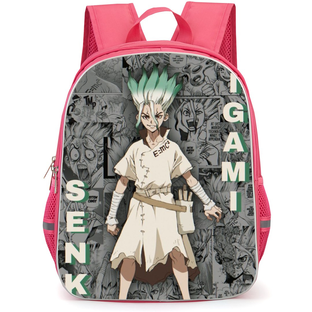 Dr. Stone Ishigami Senku Backpack StudentPack - Ishigami Senku Standing On Grayscale Comic Background