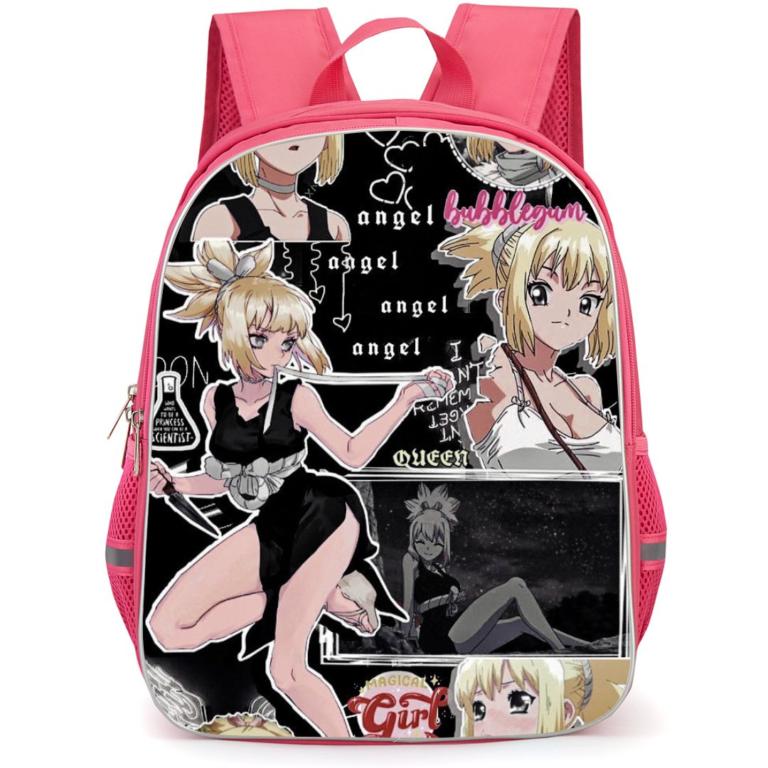 Dr. Stone Kohaku Backpack StudentPack - Kohaku Pretty Girl Collage Black Background Poster
