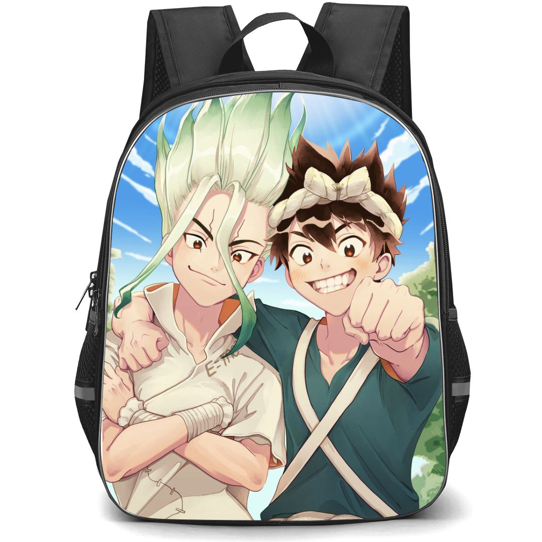 Dr. Stone Backpack StudentPack - Dr. Stone Senku X Gen Smiling Portrait Anime Art