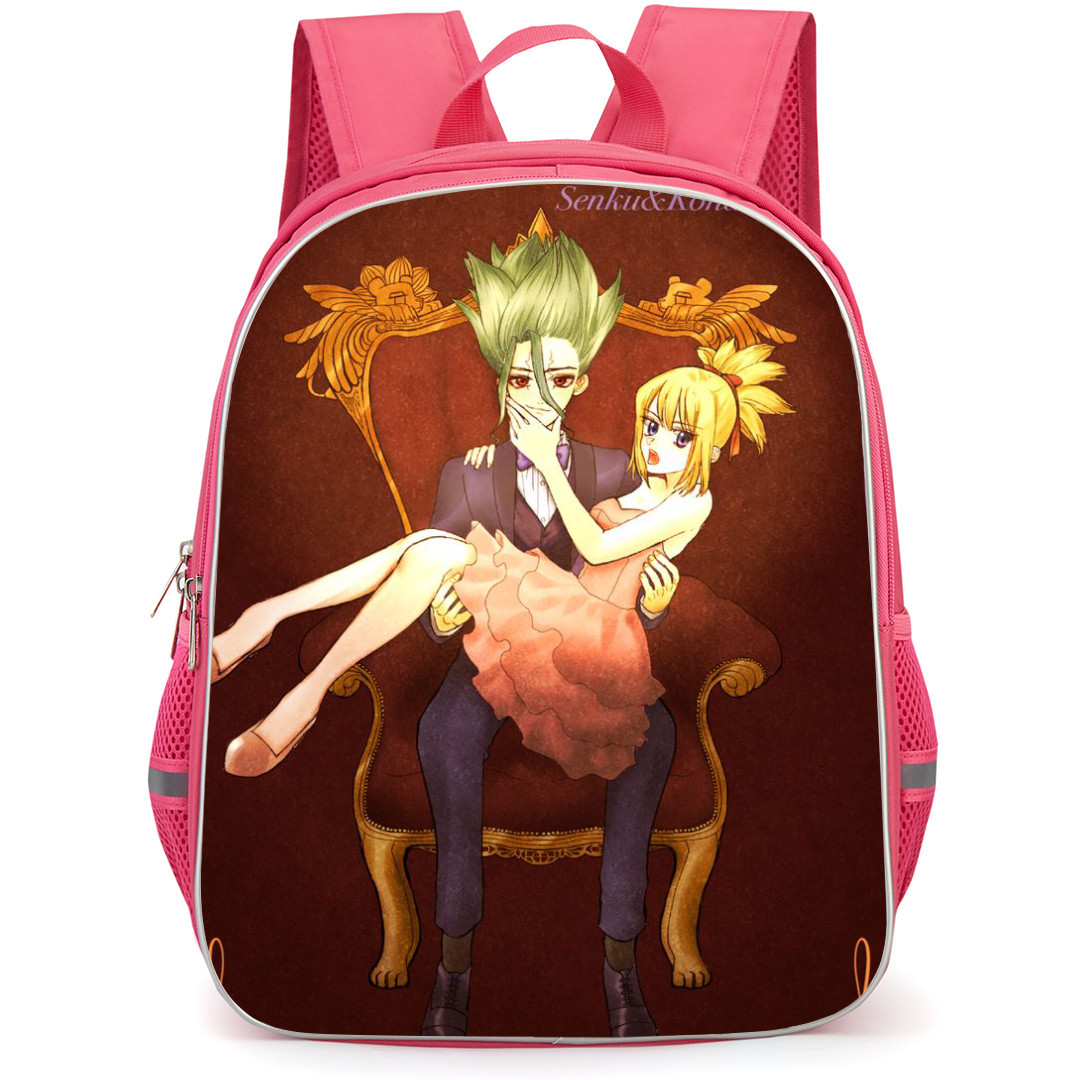 Dr. Stone Backpack StudentPack - Dr. Stone Senku And Kohaku Anime Art Sticker