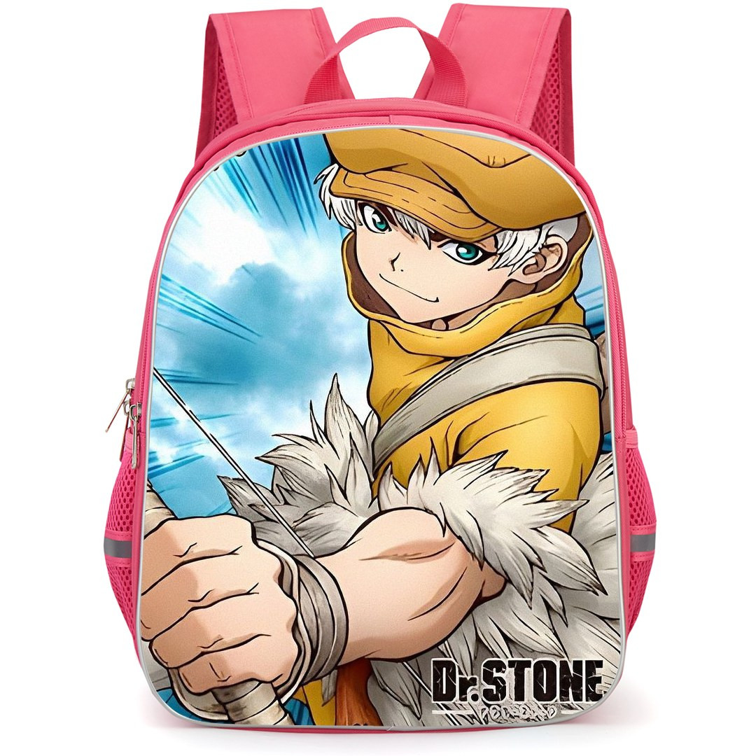 Dr. Stone Ukyo Saionji Backpack StudentPack - Ukyo Saionji Anime Art On Blue Background