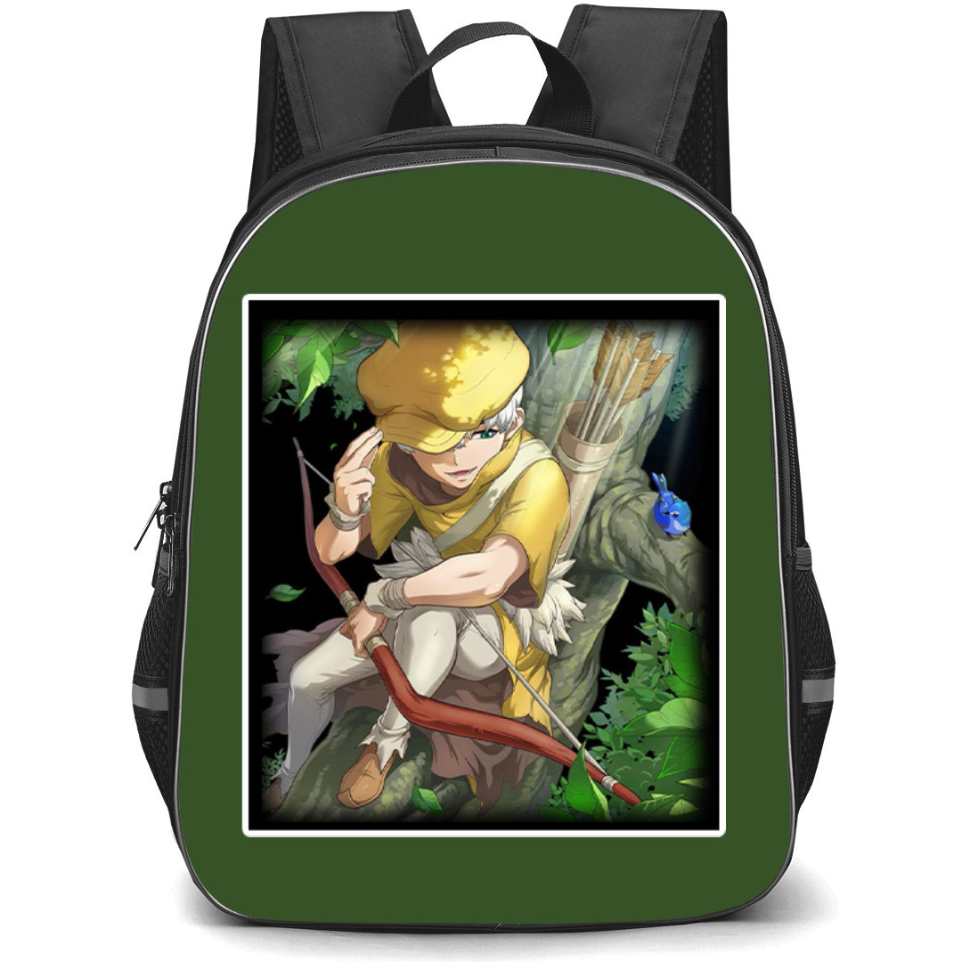 Dr. Stone Ukyo Saionji Backpack StudentPack - Ukyo Saionji Sitting And Holding A Bow Anime Sticker