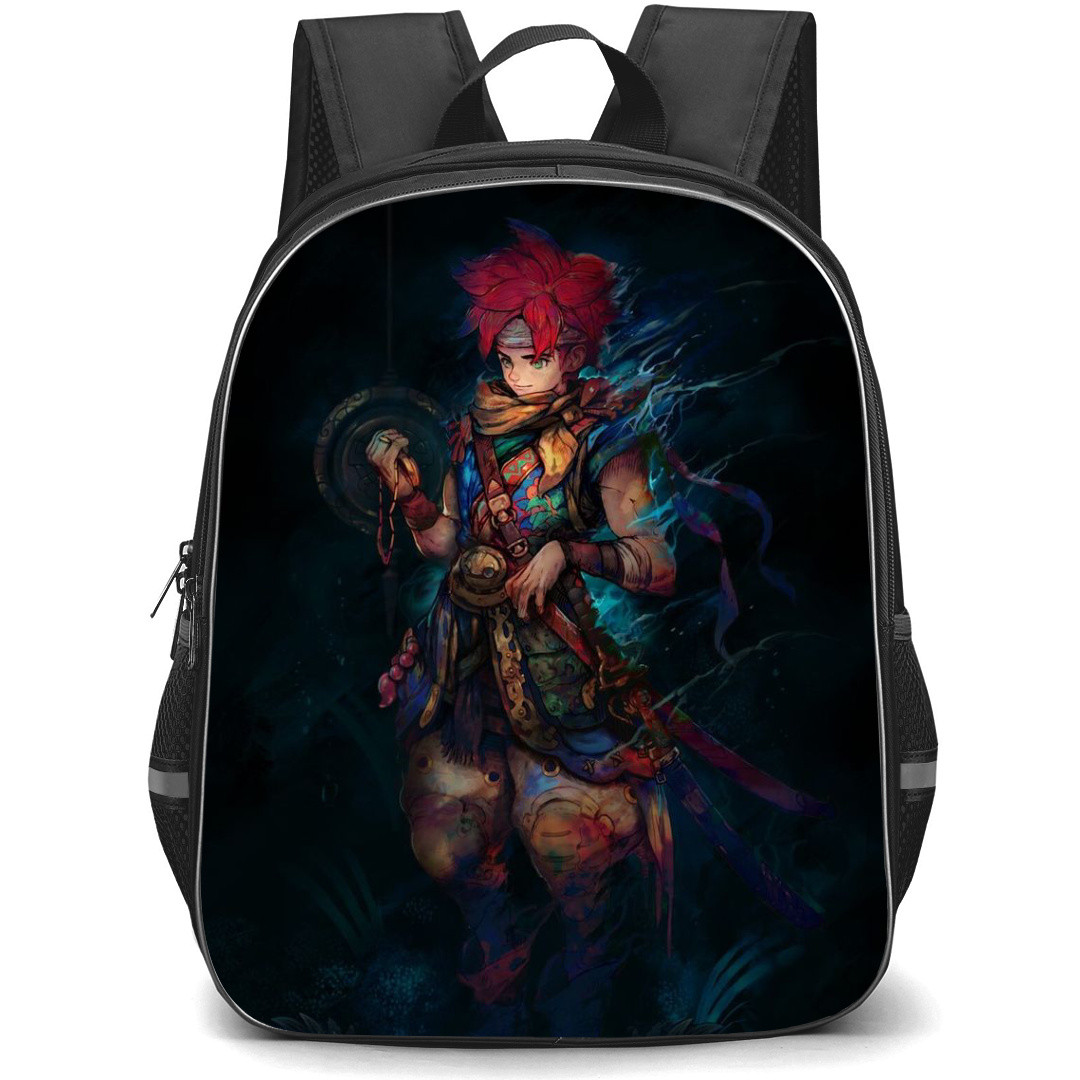 Dragon Quest Crono Backpack StudentPack - Crono Watercolor Portrait Black Background