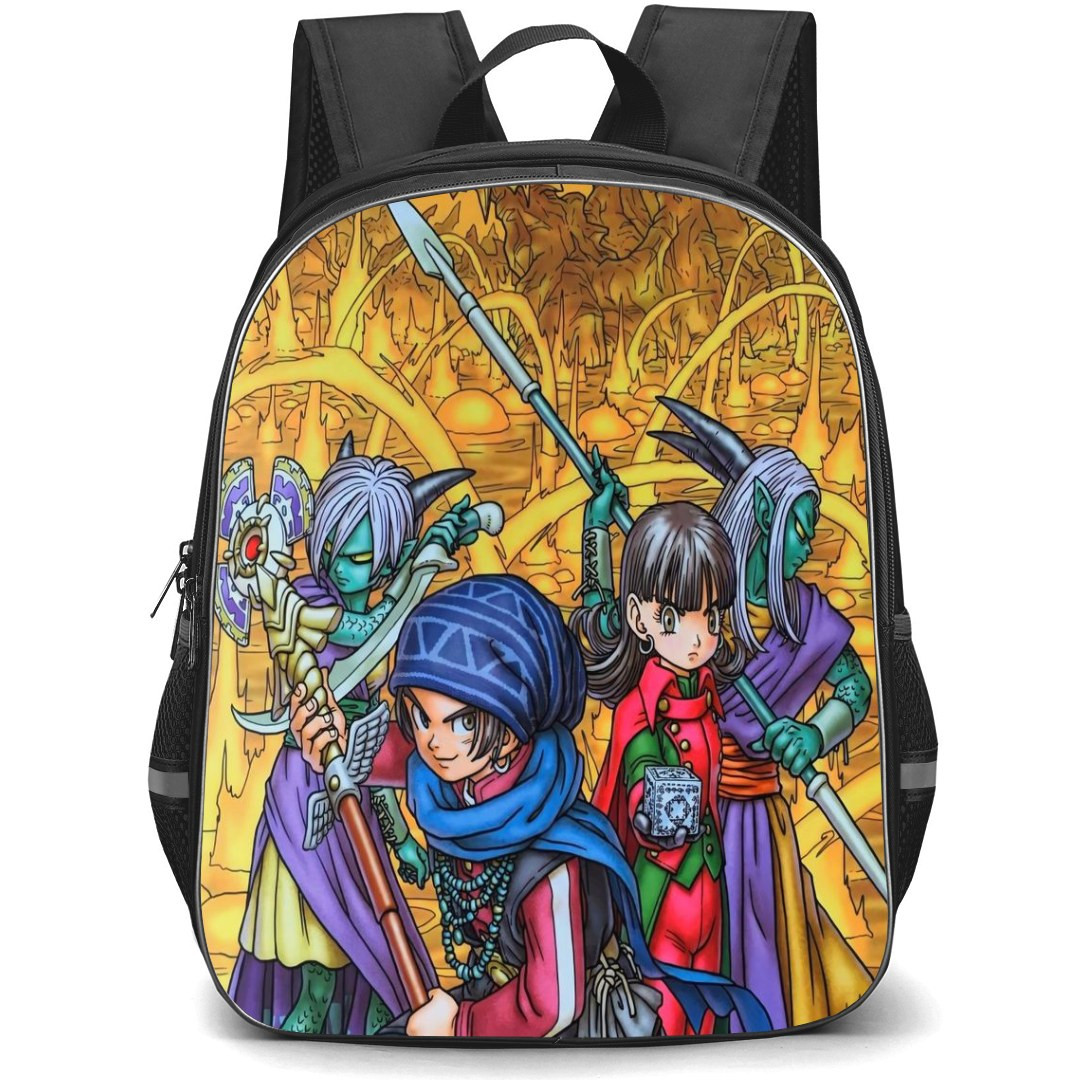Dragon Quest Backpack StudentPack - Dragon Quest X Characters Holding Weapon Gold Red Background