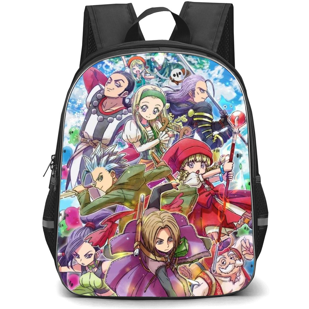 Dragon Quest Backpack StudentPack - Dragon Quest XI Characters Fight Pose Green Tree Background
