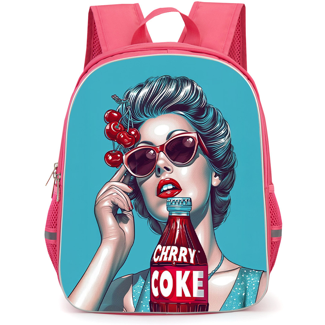 Cherry Coke Backpack School Bag StudentPack - Cherry Coke 1950s Pin-Up Girls Illustration Art Poster
