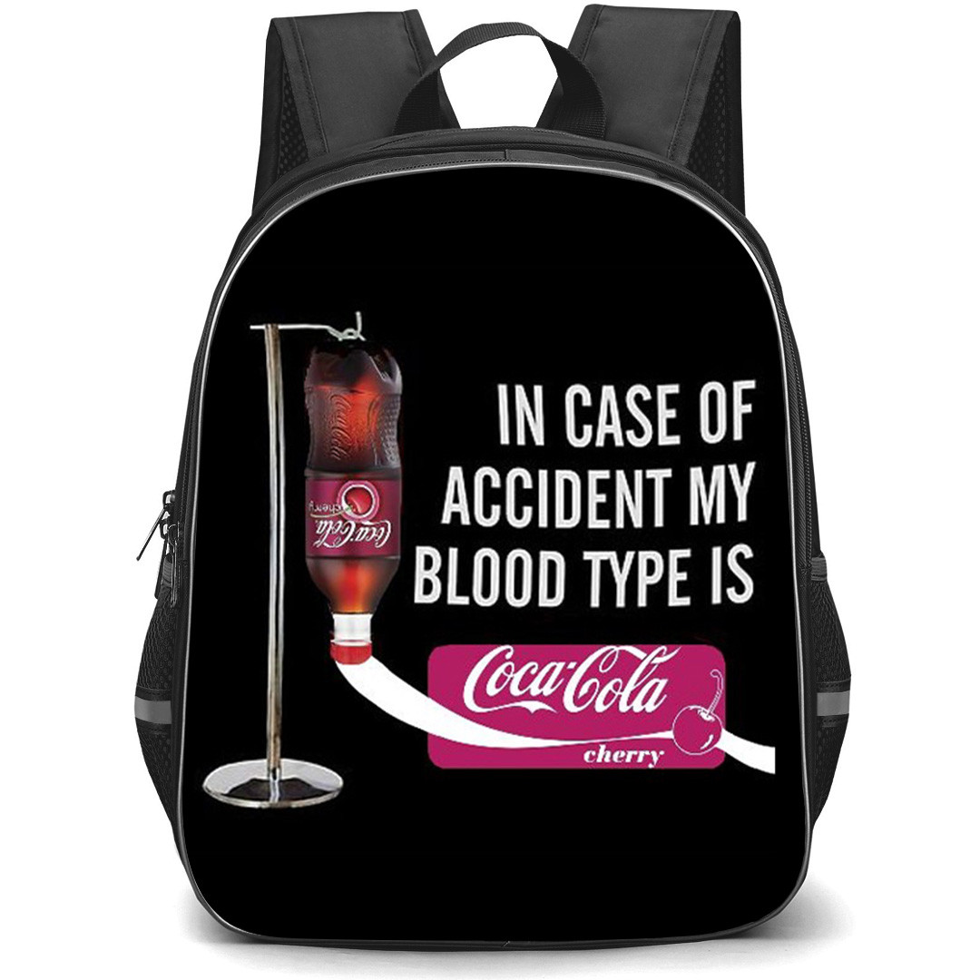 Cherry Coke Backpack School Bag StudentPack - Cherry Coke In Case Of Accident My Blood Type Is Meme Poster