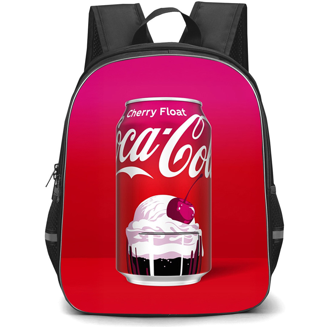Cherry Coke Backpack School Bag StudentPack - Cherry Coke Cherry Float Can Illustration Art On Red Background