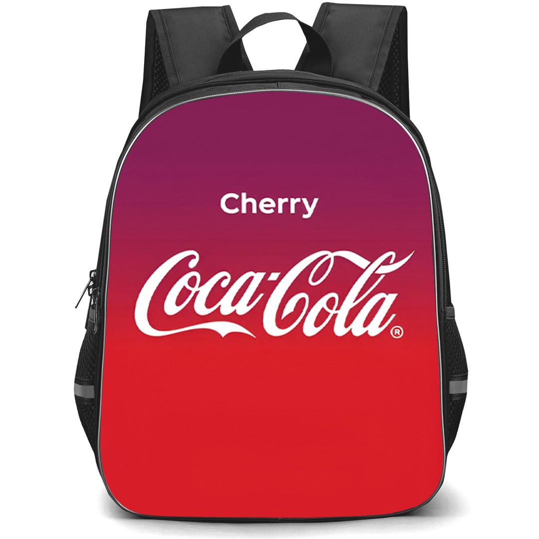 Cherry Coke Backpack School Bag StudentPack - Cherry Coke Text On Red Background