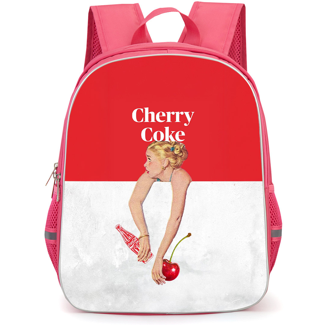 Cherry Coke Backpack School Bag StudentPack - Cherry Coke Vintage Promotional Poster Red White Background