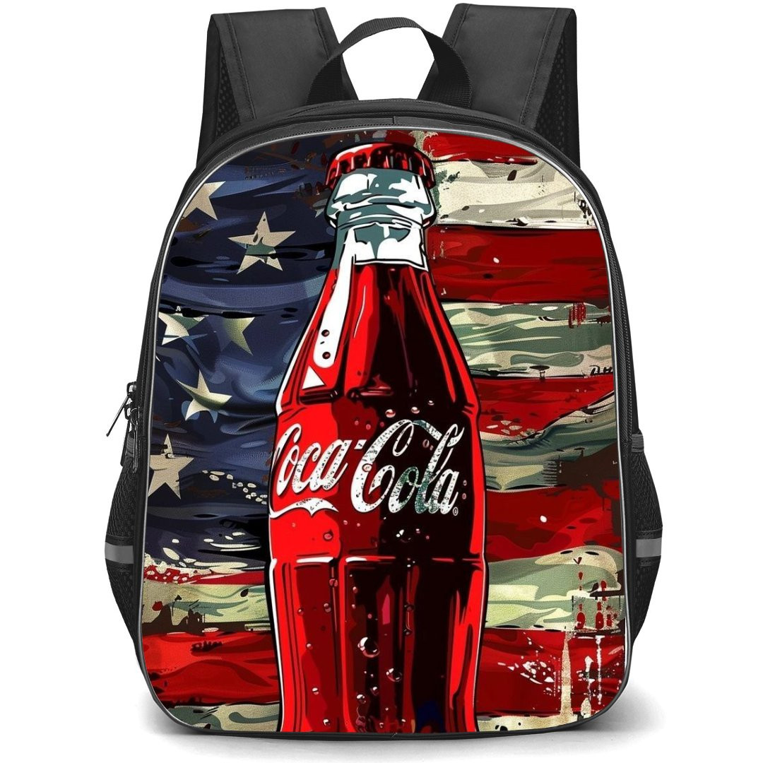 Coca-Cola School Backpack StudentPack - Coca-Cola Bottle American Flag Background