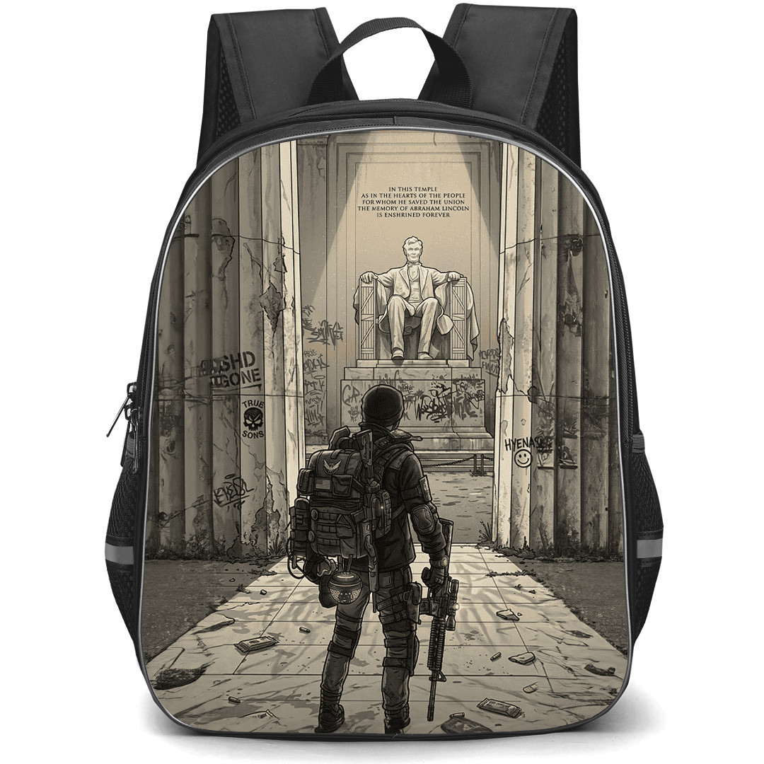 The Division Backpack School Bag StudentPack - The Division Lincoln Memorial Comic Art Poster