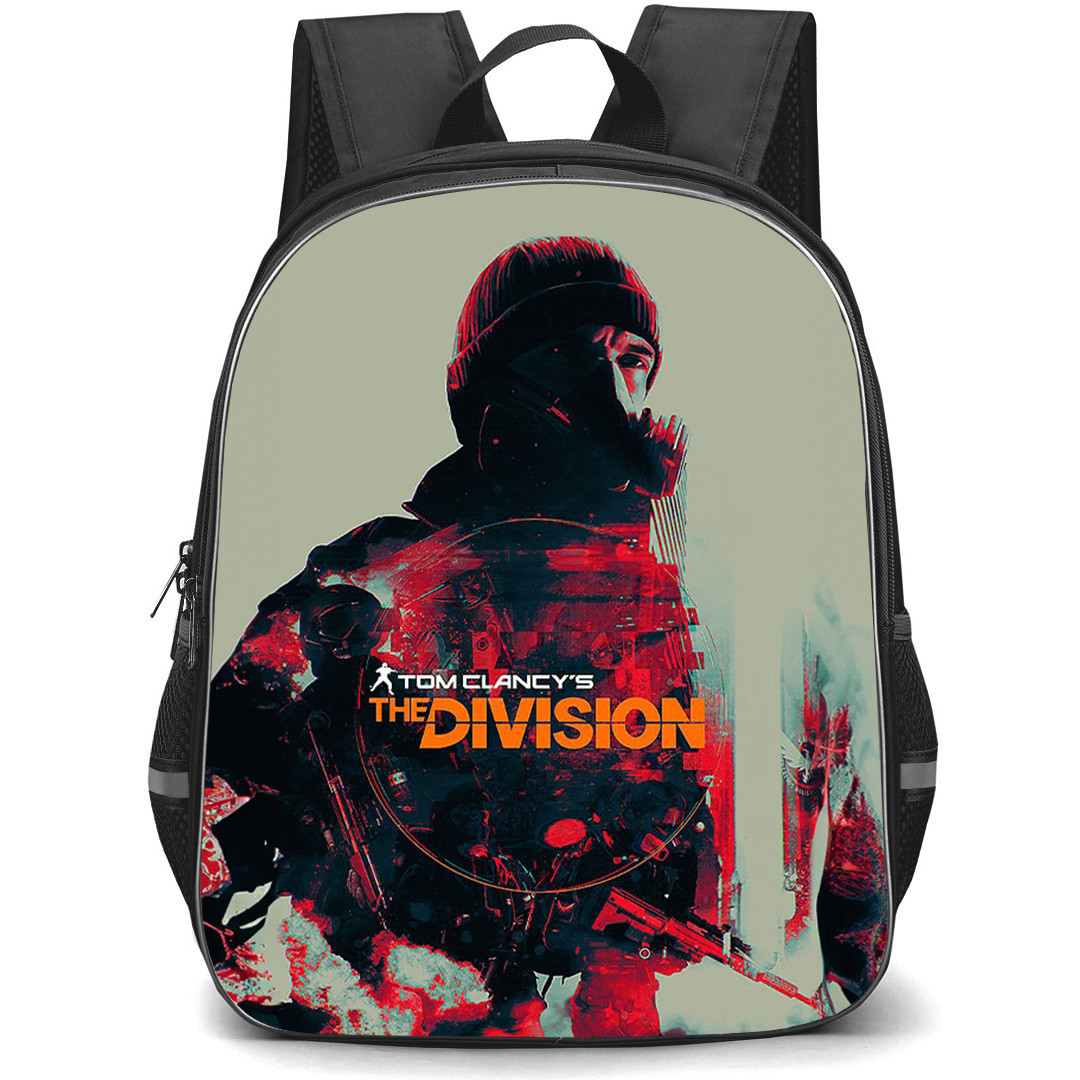 The Division Backpack School Bag StudentPack - The Division Red Tactical Agent Glitch Art Poster