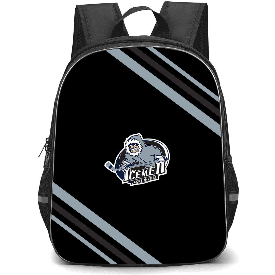 Jacksonville Icemen Backpack School Bag StudentPack - Jacksonville Icemen Large Logo With Stripe