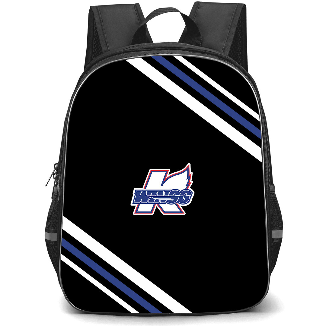 Kalamazoo Wings Backpack School Bag StudentPack - Kalamazoo Wings Large Logo With Stripe