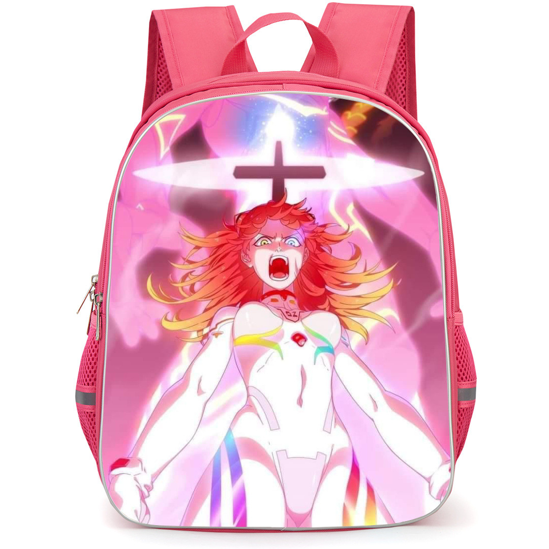 Neon Genesis Evangelion Asuka Langley Sohryu Backpack StudentPack - Asuka Langley Sohryu Shouting Anime Art On Pink Background