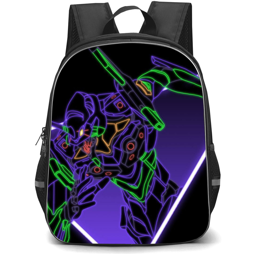Neon Genesis Evangelion Backpack StudentPack - Neon Genesis Evangelion Neon Art Line On Black Background