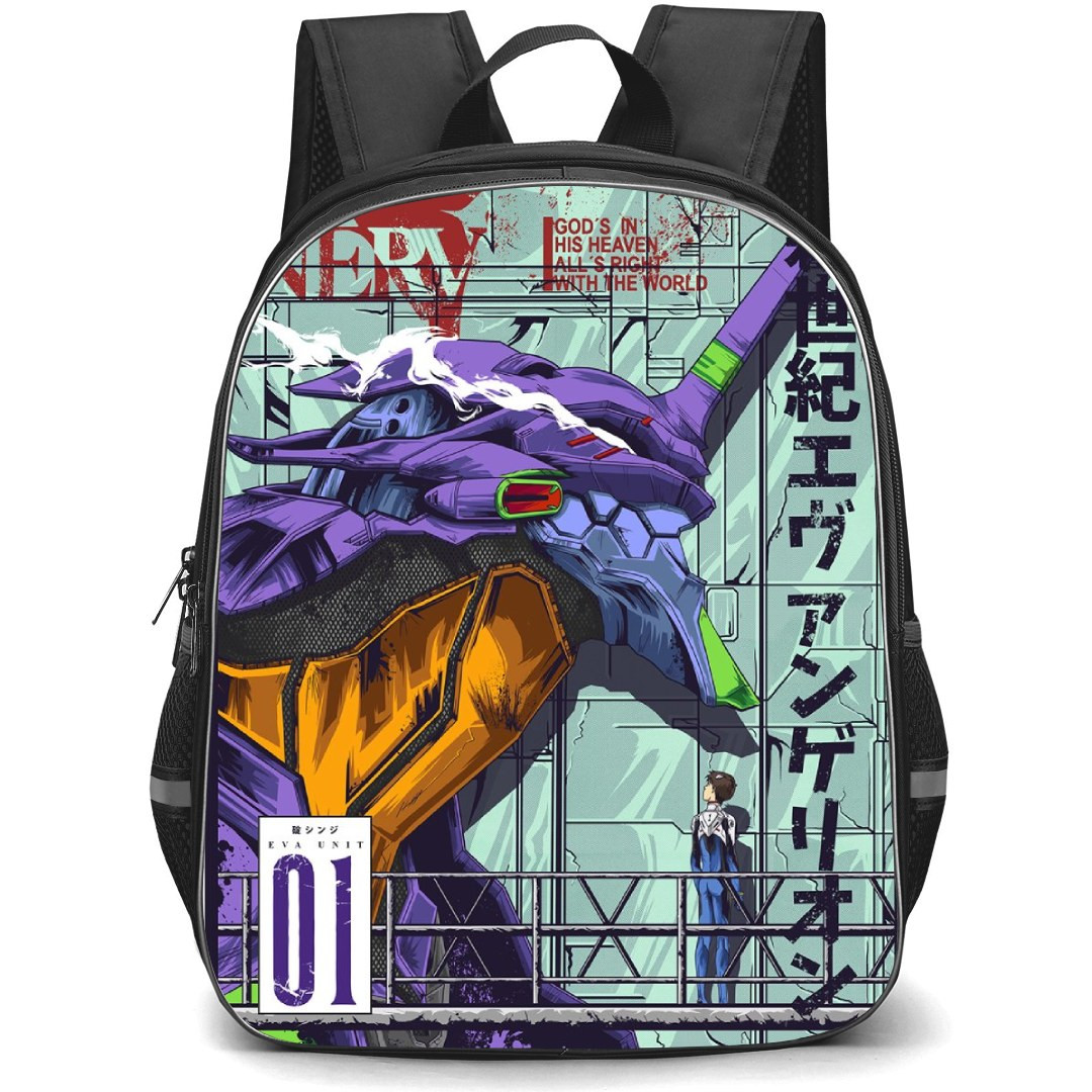 Neon Genesis Evangelion Shinji Ikari Backpack StudentPack - Shinji Ikari Evangelion Unit 01 Illustration