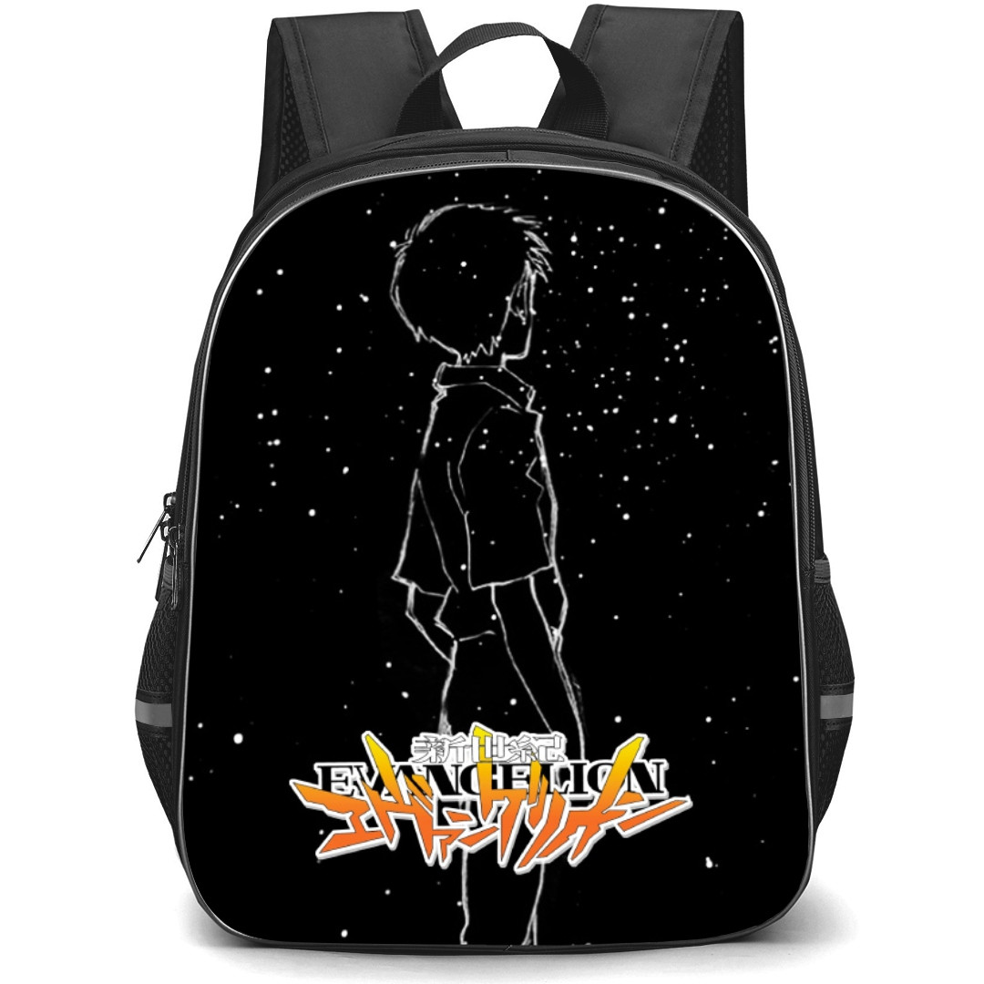 Neon Genesis Evangelion Shinji Ikari Backpack StudentPack - Shinji Ikari Grayscale On Star Night Background