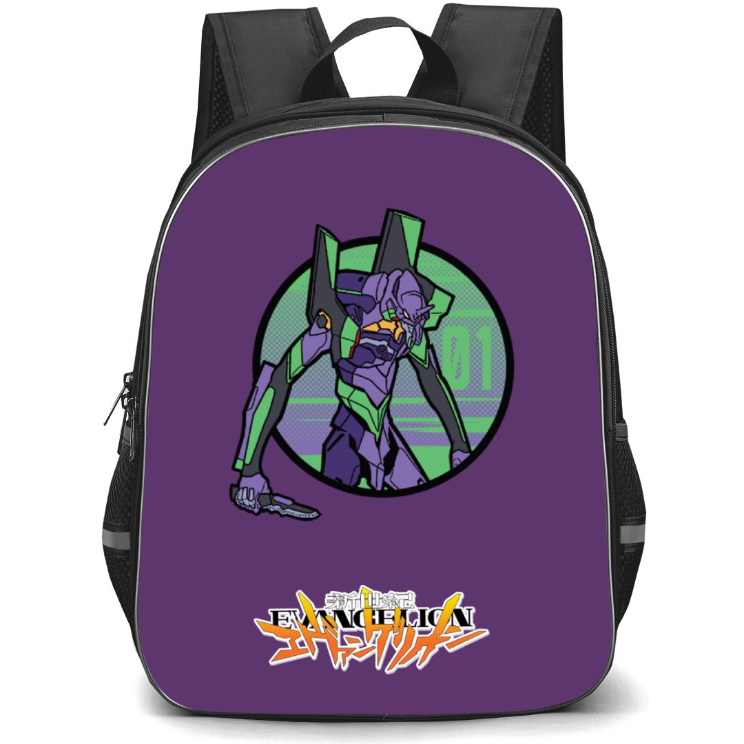 Neon Genesis Evangelion Unit 01 Backpack StudentPack - Evangelion Unit 01 Attack Mode On Purple Background