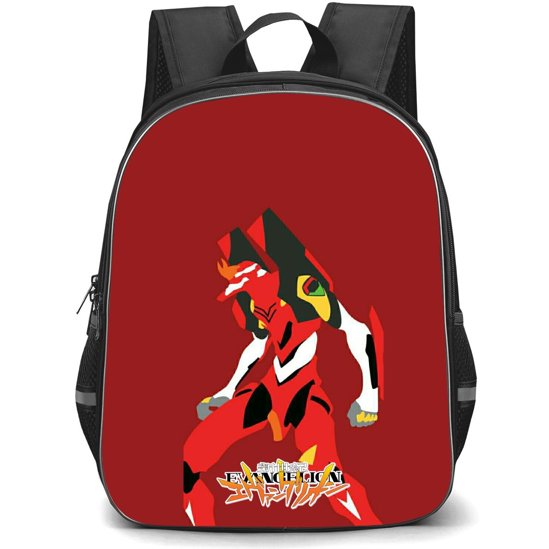 Neon Genesis Evangelion Unit 02 Backpack StudentPack - Evangelion Unit 02 Minimalist On Red Background