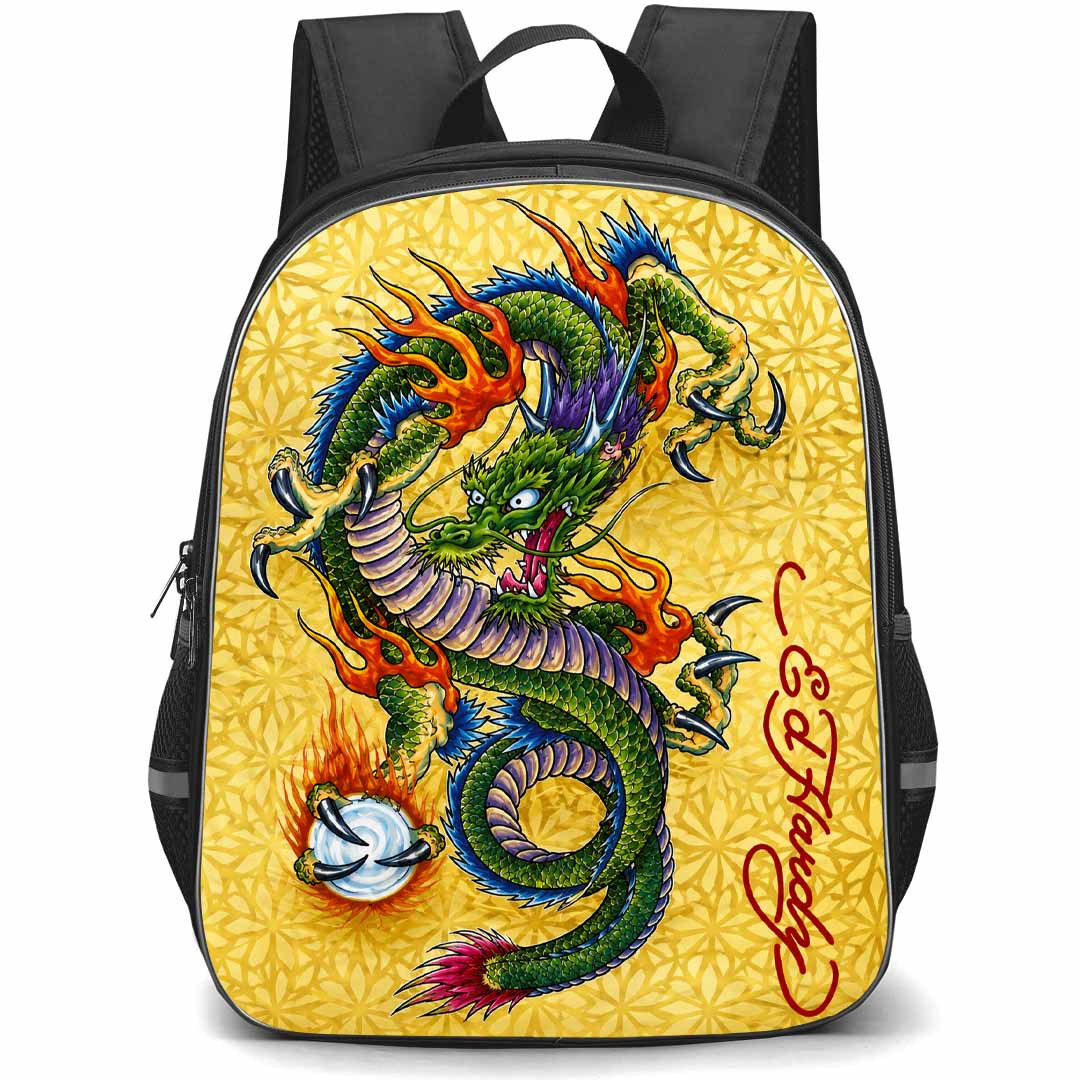 Ed Hardy Backpack School Bag StudentPack - Ed Hardy Japanese Dragon Flame Tattoo Poster