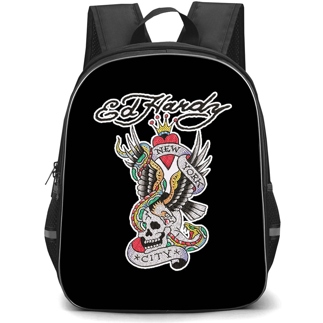 Ed Hardy Backpack School Bag StudentPack - Ed Hardy New York City Skull Tattoo Poster