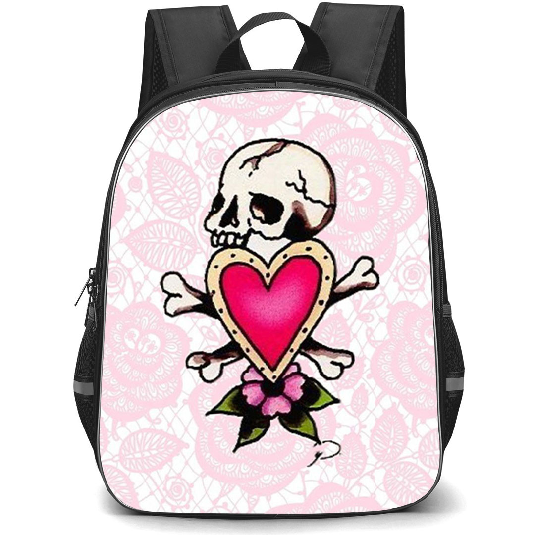 Ed Hardy Backpack School Bag StudentPack - Ed Hardy Pink Heart Skull Tattoo Poster