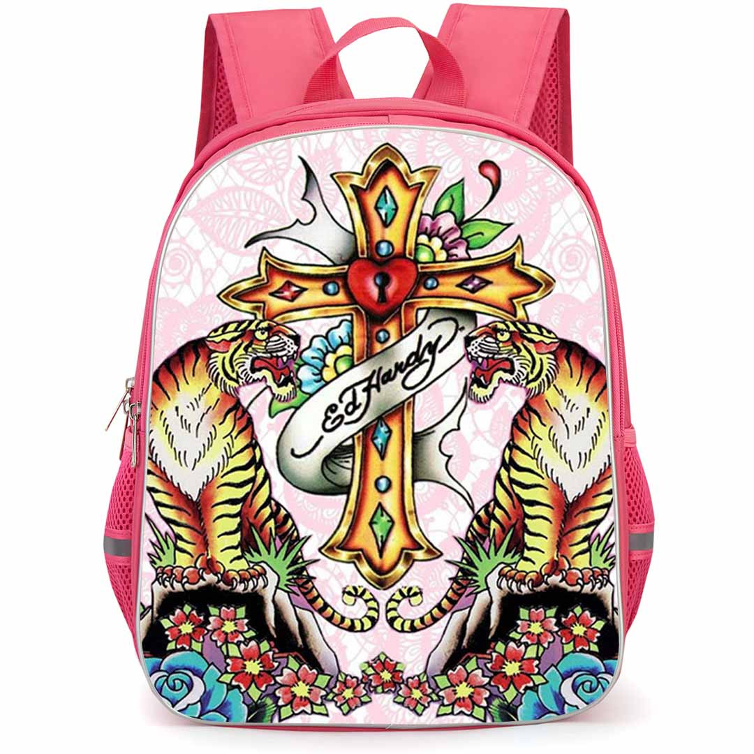 Ed Hardy Backpack School Bag StudentPack - Ed Hardy Twin Tiger Cross Tattoo Poster