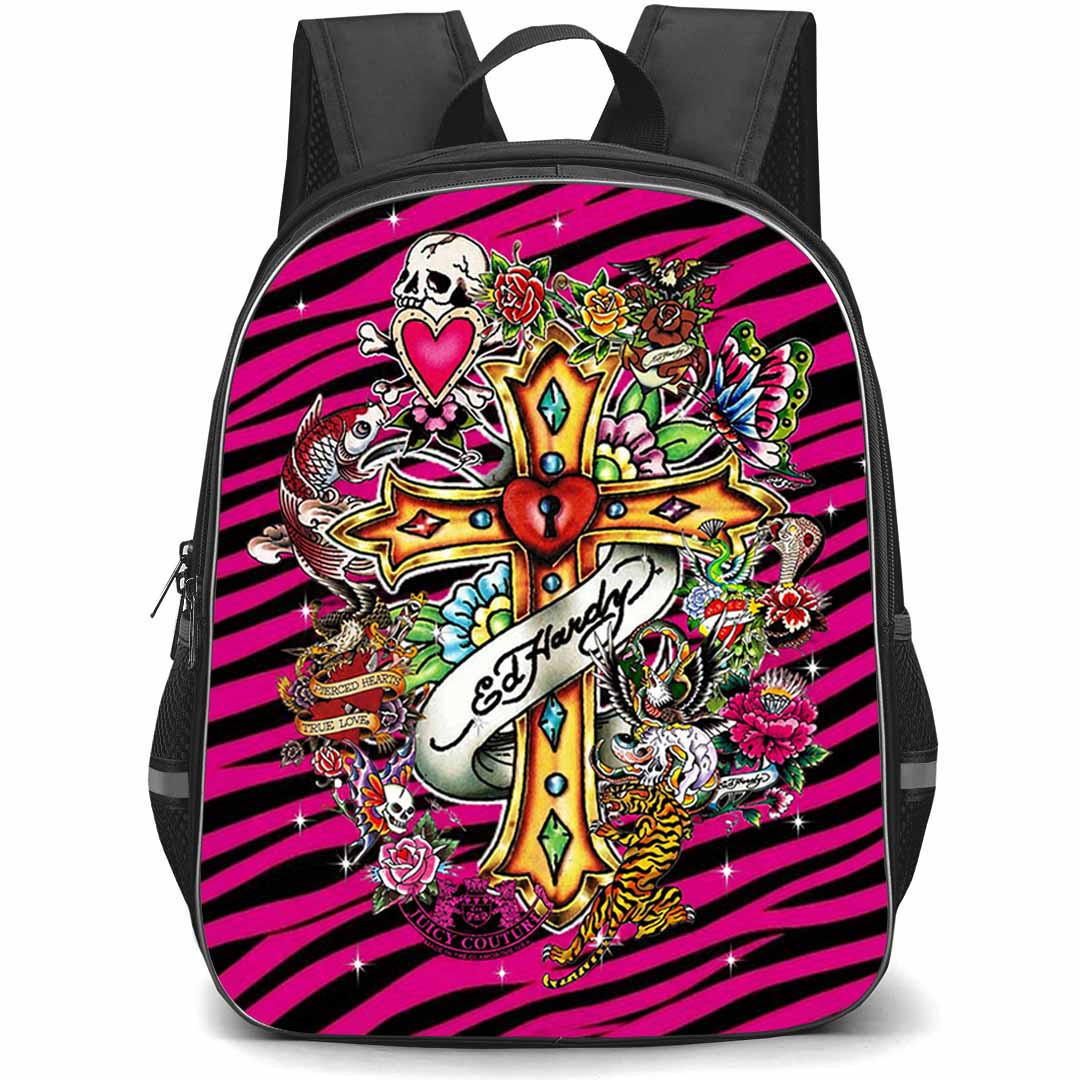 Ed Hardy Backpack School Bag StudentPack - Ed Hardy Vintage Flash Tattoo Heart Cross Poster