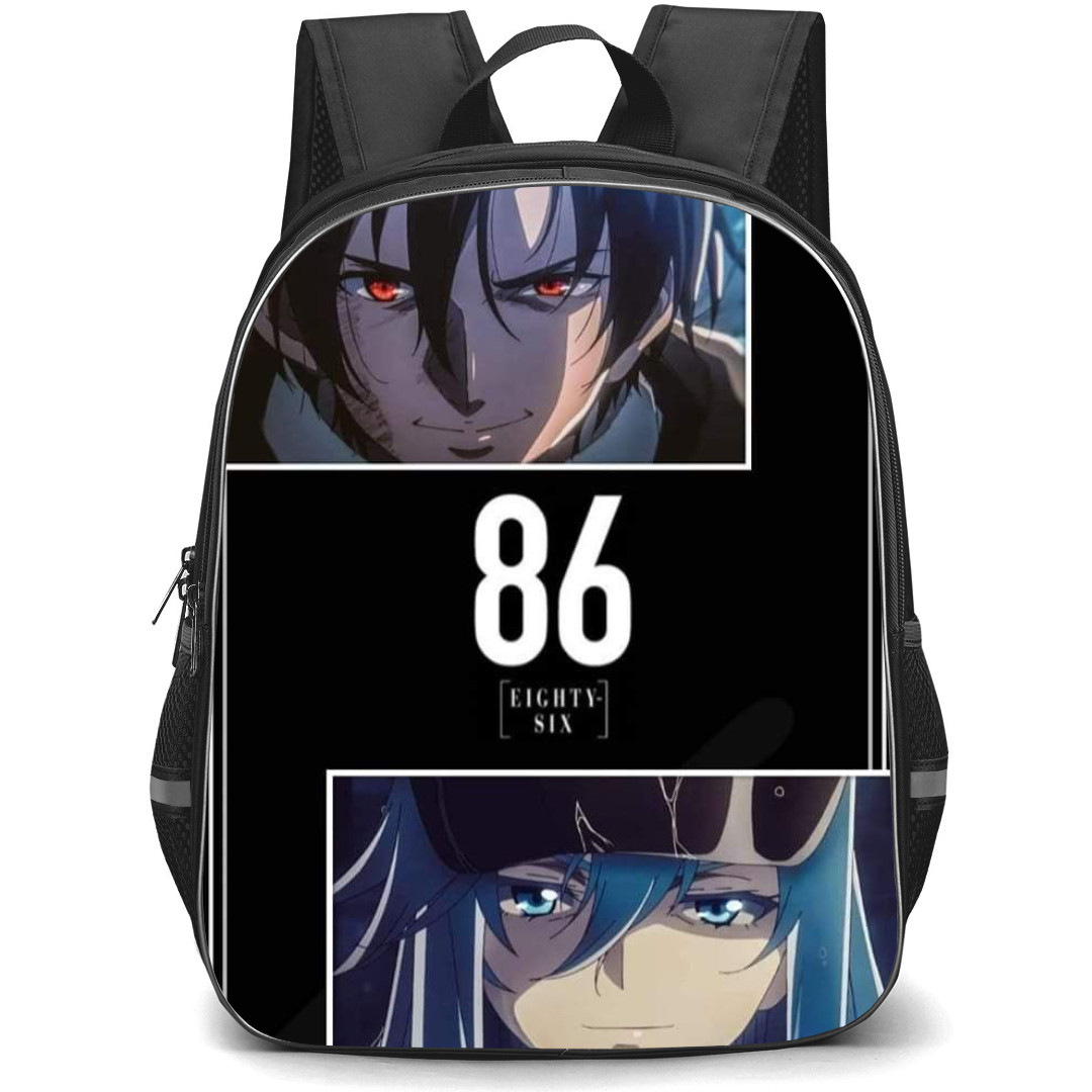 86 Eighty Six Backpack StudentPack - 86 Eighty Six Shinei And Vladilena Anime Art Portrait On Black Background