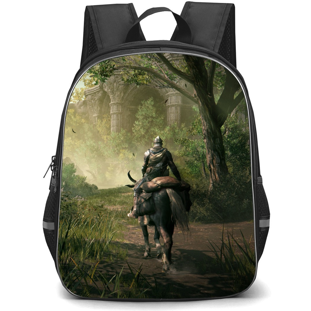 Elder Ring Shadow Of The Erdtree Backpack StudentPack - Player Riding Horse Illustration