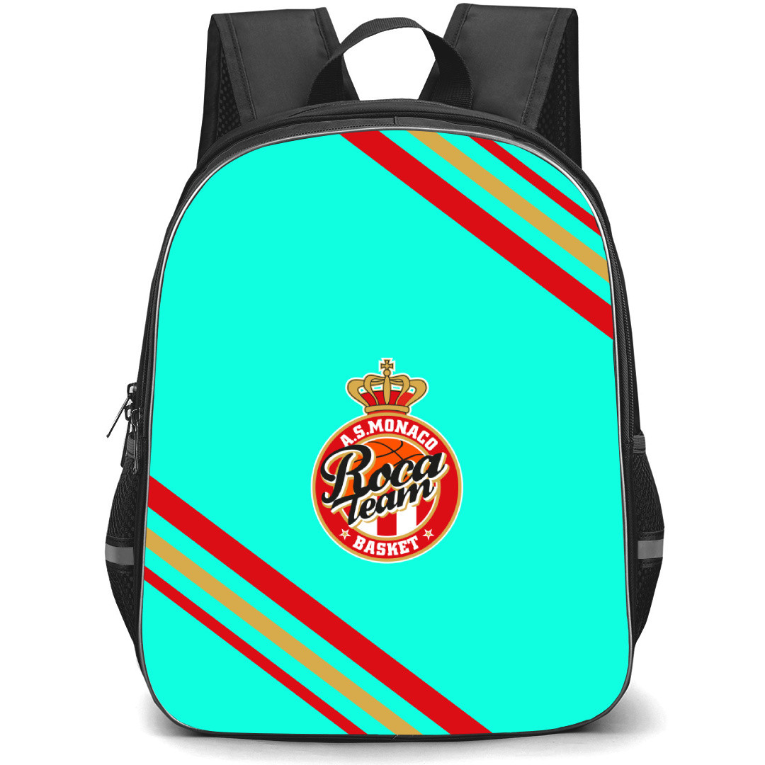 AS Monaco Basket Backpack School Bag StudentPack - Large Logo With Stripe