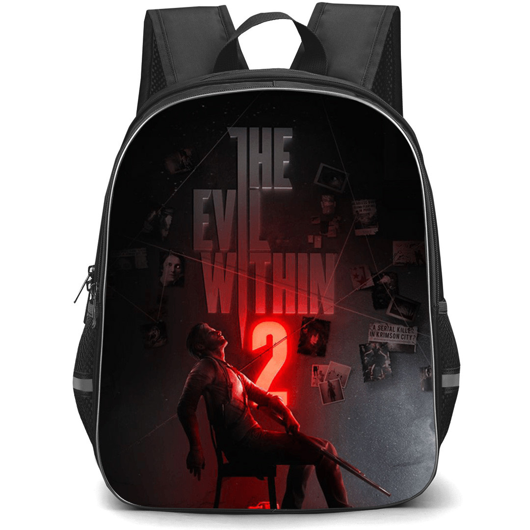 The Evil Within Sebastian Castellanos Backpack School Bag StudentPack - Sebastian Castellanos Sit on Chair Game Poster