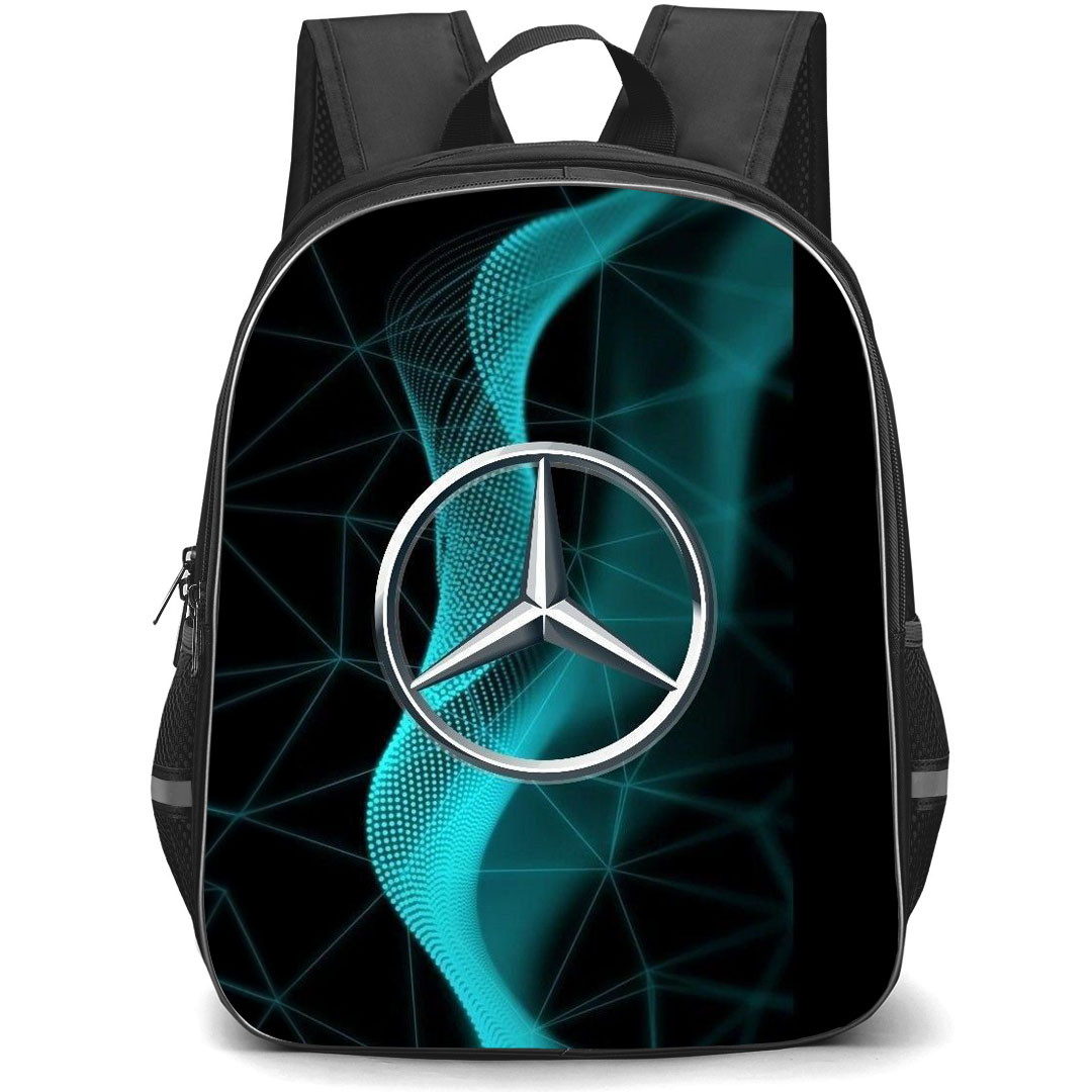 F1 Formula One Mercedes Benz Backpack StudentPack - Mercedes Benz Logo On Cyan Graphic Art