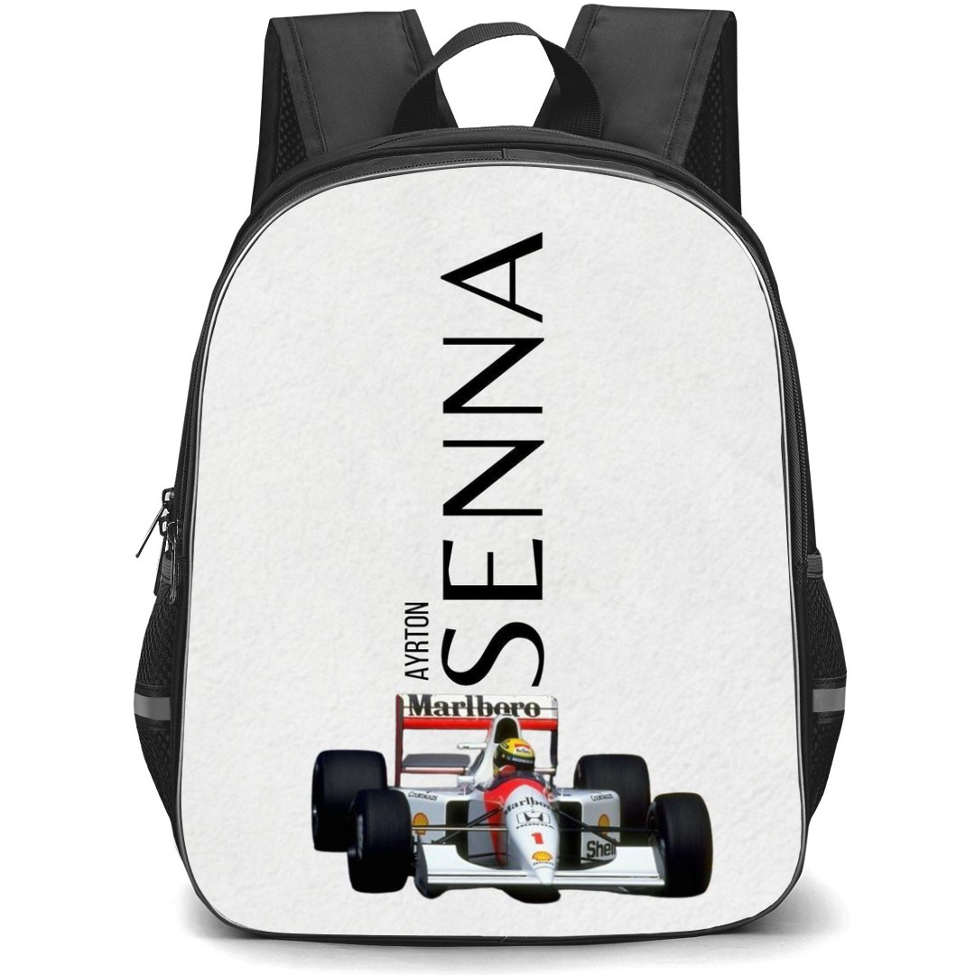 F1 Formula One Ayrton Senna Backpack StudentPack - Ayrton Senna F1 MCLAREN Sticker On White Background