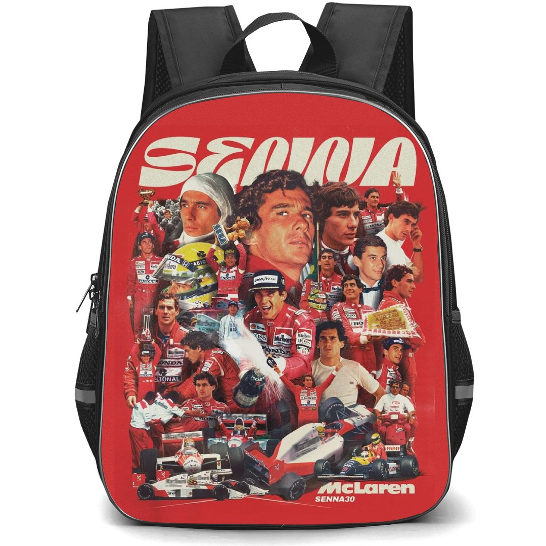 F1 Formula One Ayrton Senna Backpack StudentPack - Ayrton Senna Retro Collage Square Sticker