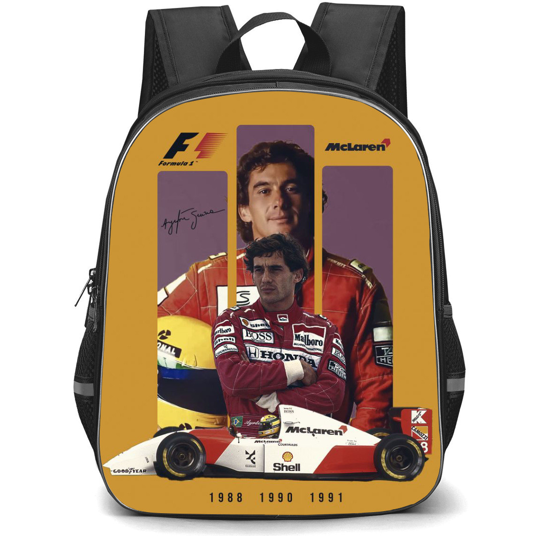 F1 Formula One Ayrton Senna Backpack StudentPack - Ayrton Senna Retro Design Poster