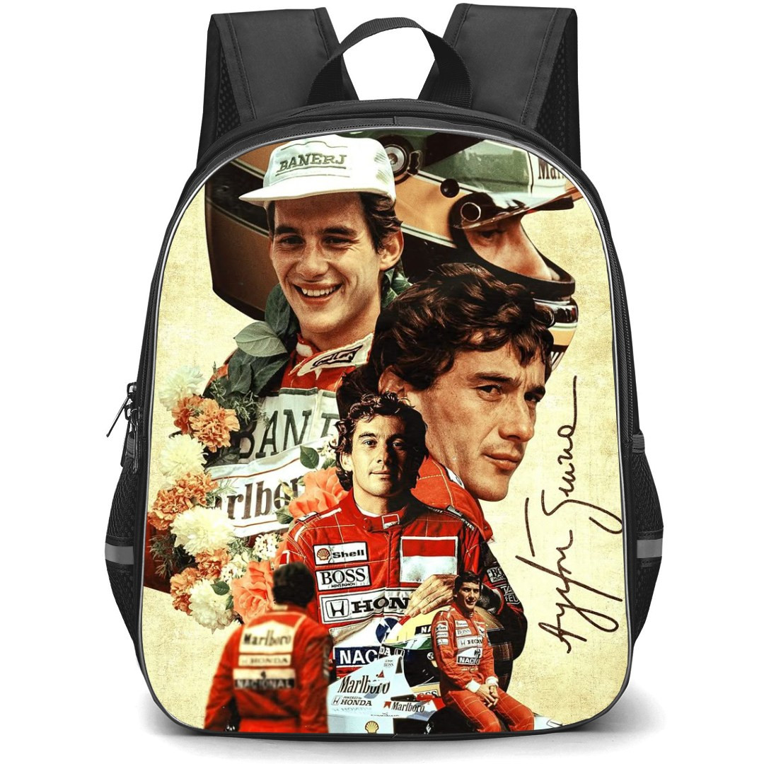 F1 Formula One Ayrton Senna Backpack StudentPack - Ayrton Senna Vintage Collage Poster