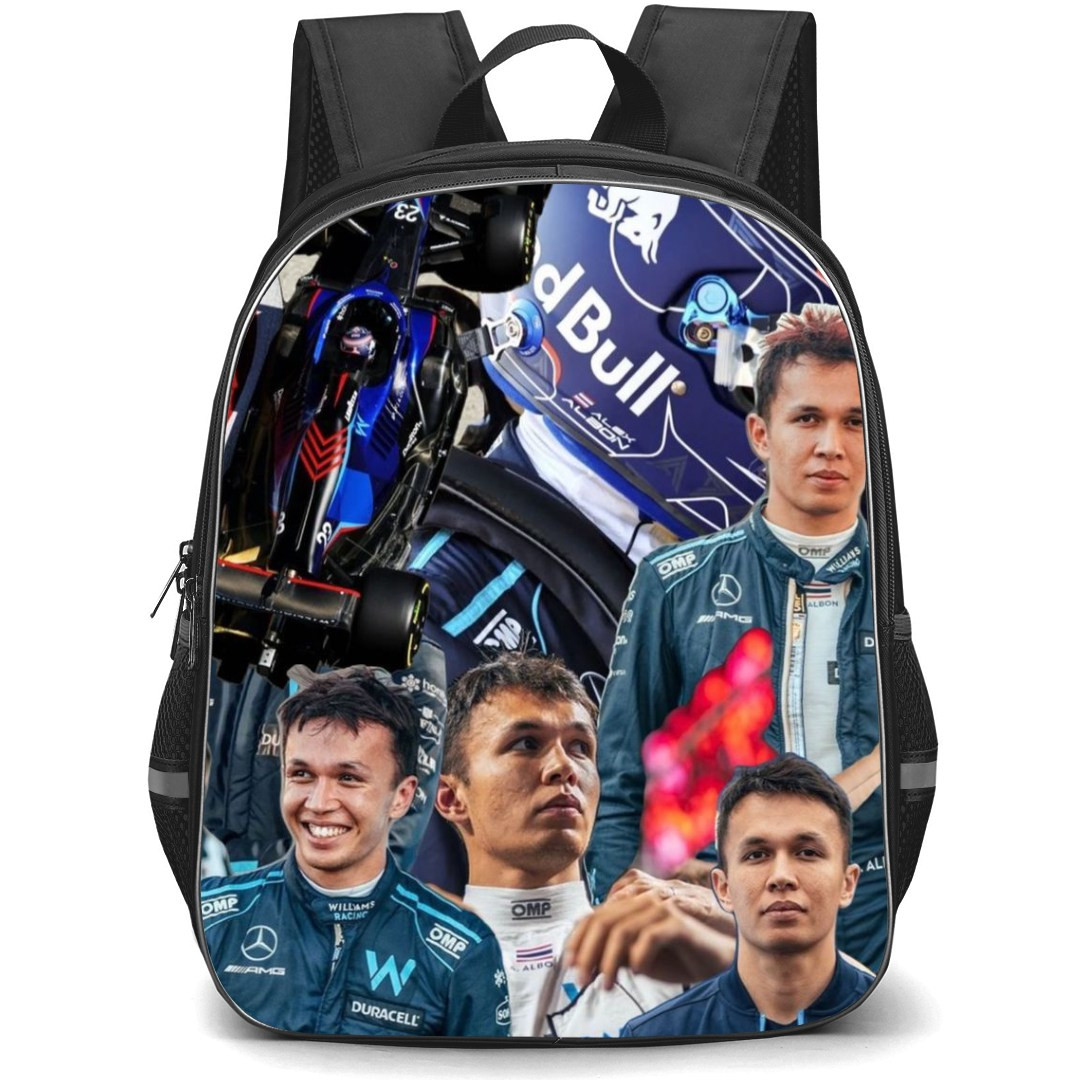 F1 Formula One Alexander Albon Backpack StudentPack - Fierce and Smiling Collage