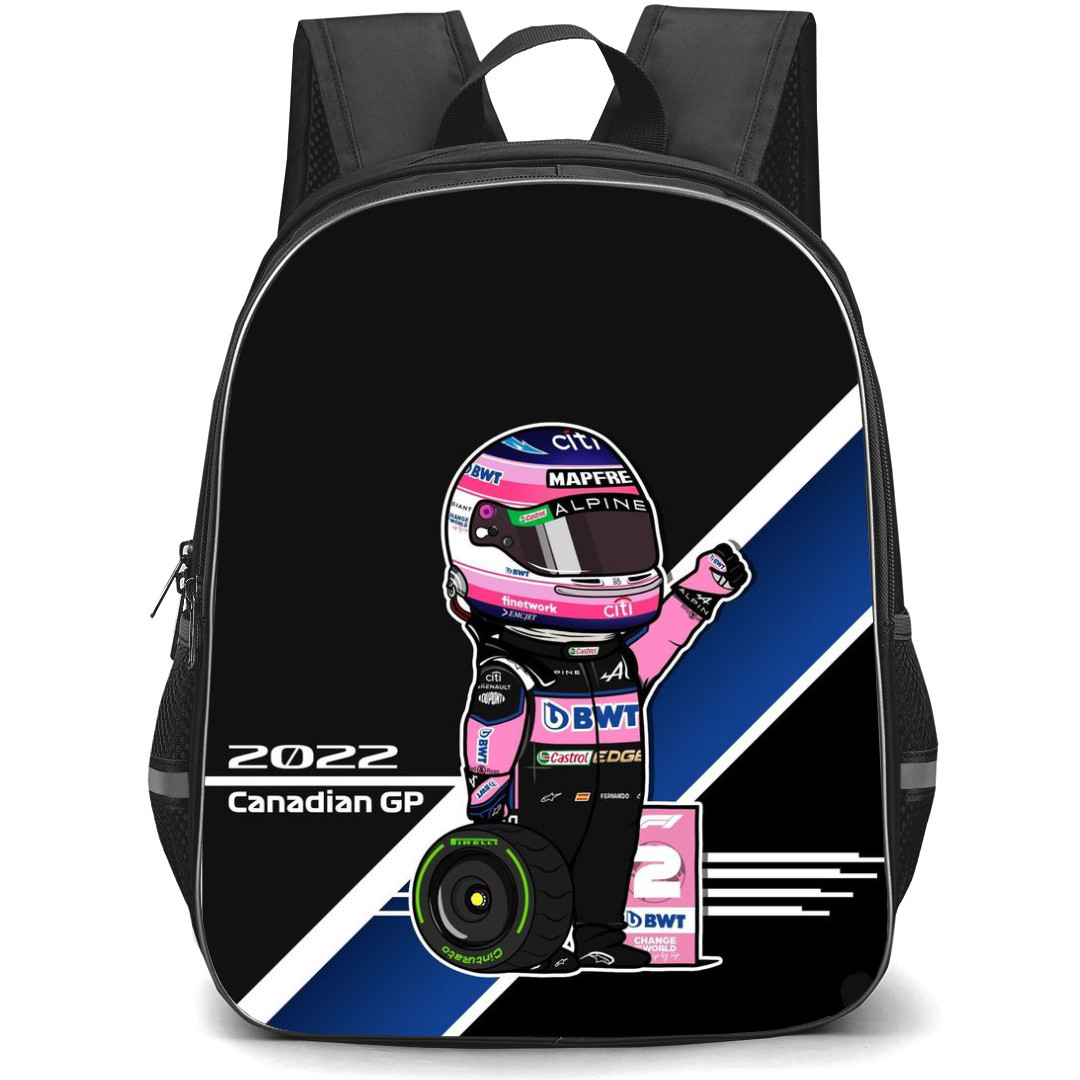 F1 Formula One Alexander Albon Backpack StudentPack - Holding a Wheel Chibi Art