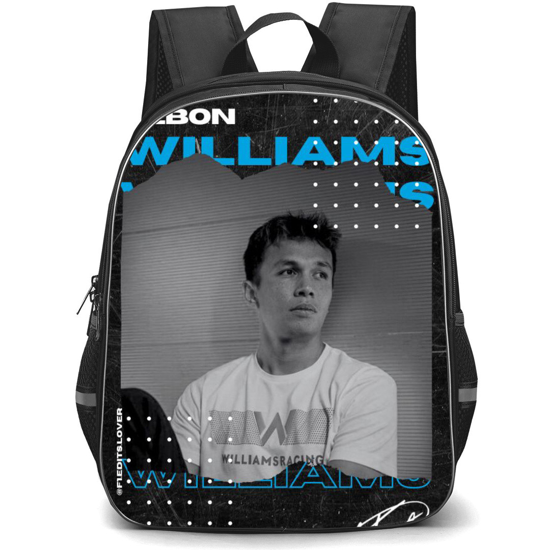 F1 Formula One Alexander Albon Backpack StudentPack - Vintage Grayscale Art