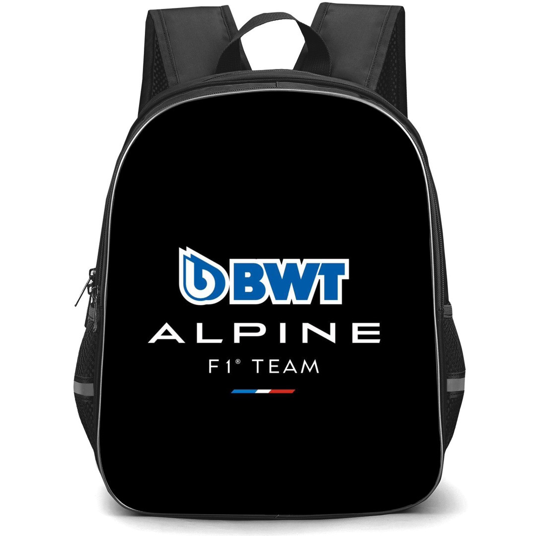 F1 Formula One Alpine Backpack StudentPack - Alpine F1 Team And BWT Logo On Black Background