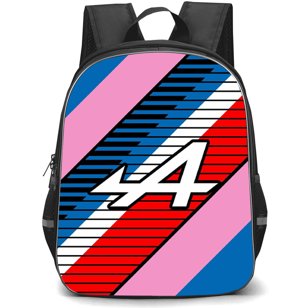 F1 Formula One Alpine Backpack StudentPack - Alpine Logo On Red Blue Background