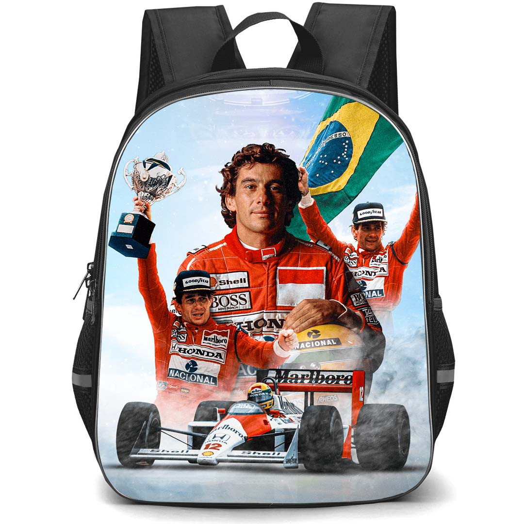 F1 Formula One Ayrton Senna Backpack StudentPack - Ayrton Senna Celebration With Champions Trophy
