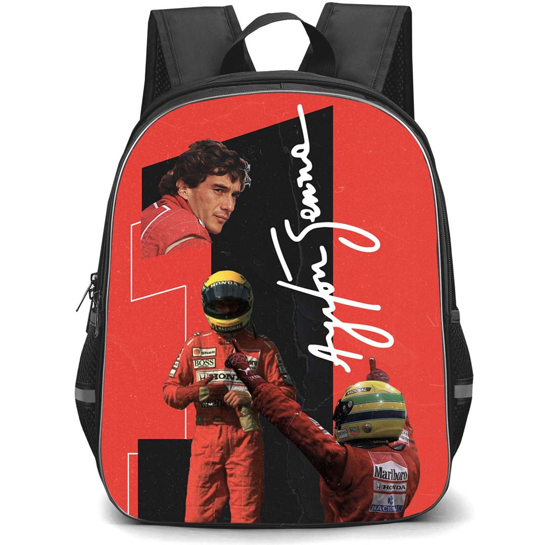 F1 Formula One Ayrton Senna Backpack StudentPack - Ayrton Senna Poster Red Background